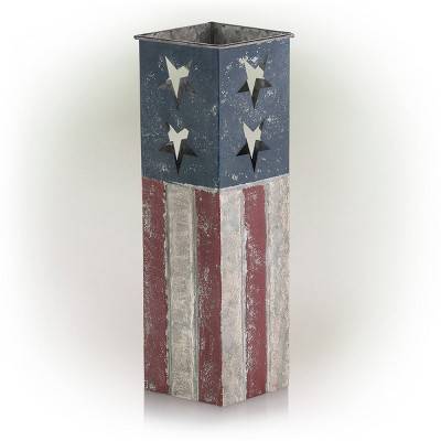 16" Patriotic Square Flower Planter Red/White/Blue - Alpine Corporation