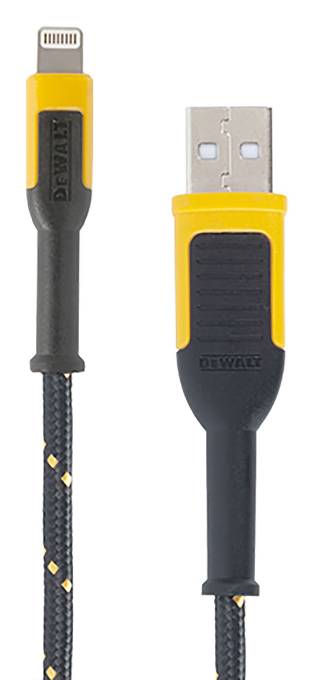 Dewalt Lightning To Usb Charge And Sync Cable 10 Ft. Black/Yellow
