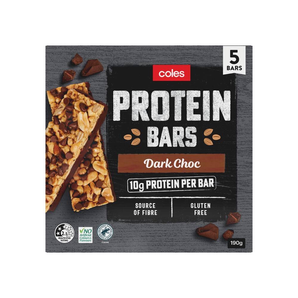 Coles Protein Bars Dark Choc 5 pack 190g