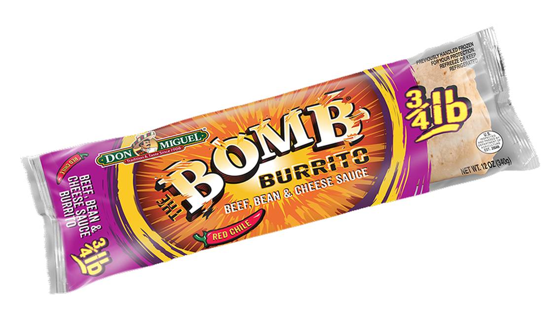 DA BOMB Red Chili Beef and Bean Burrito