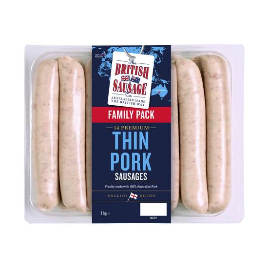 British Family Pack Thin Pork Sausages 1kg