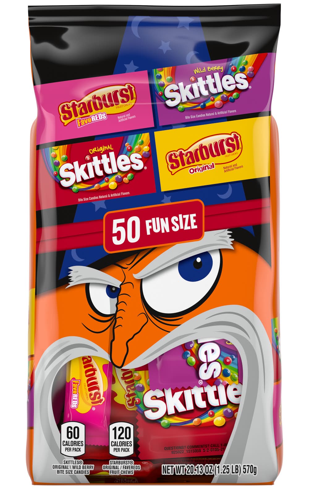 Mars Skittles & Starburst Fun Size Chewy Halloween Candy Variety pack (20.13 oz, 50 ct)