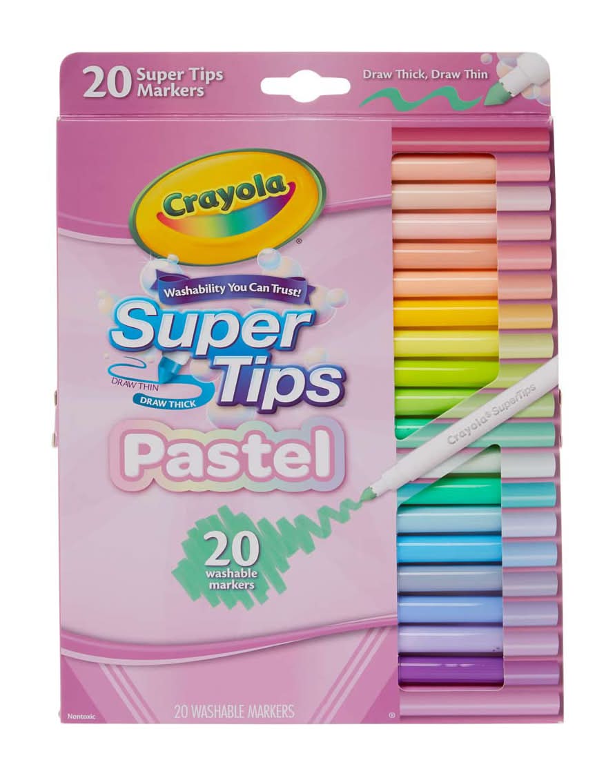 Crayola Super Tips Washable Pastel Markers, Assorted (20 ct)