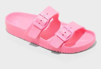 Women's Neida Eva Two Band Footbed Sandals - Shade & Shore™ Pink 8: Slip On, Contoured Footbed