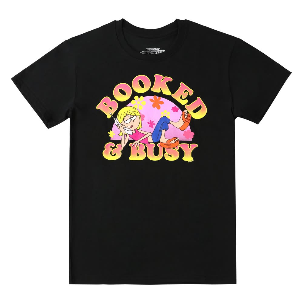 Disney Lizzie McGuire 'Booked & Busy' Graphic Tee Large Black