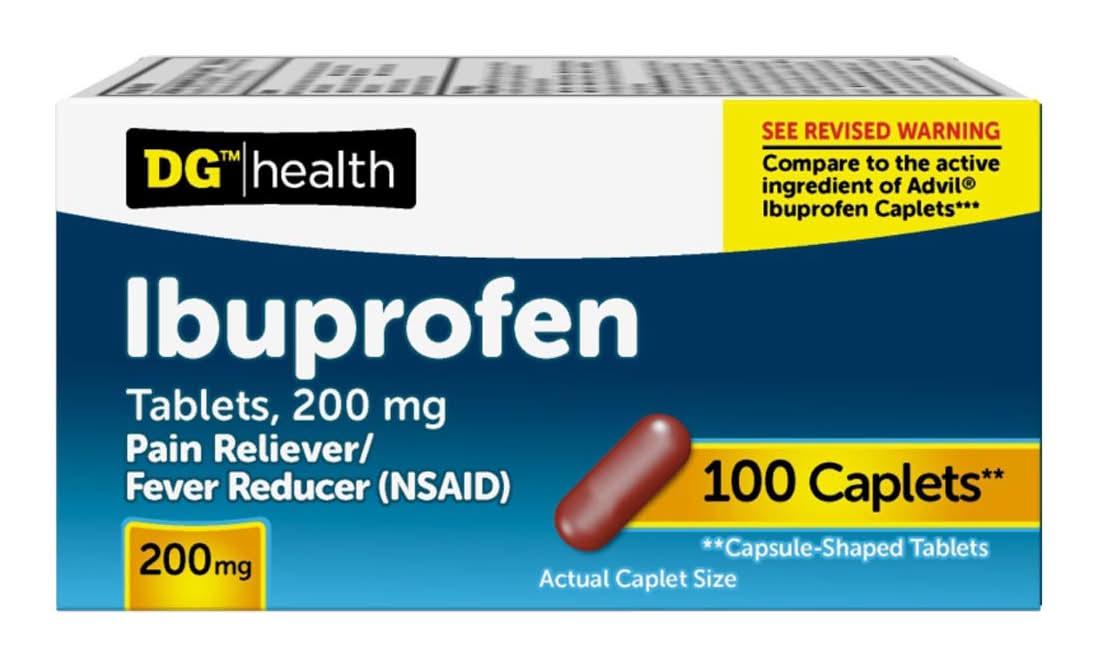 Dg Health Ibuprofen Caplets 100 Ct