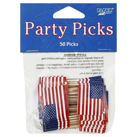 Paper Art Us Flag Party Picks (50 ct)