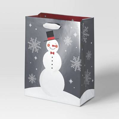 Wondershop Metallic Snowman Large Cub Christmas Gift Bag