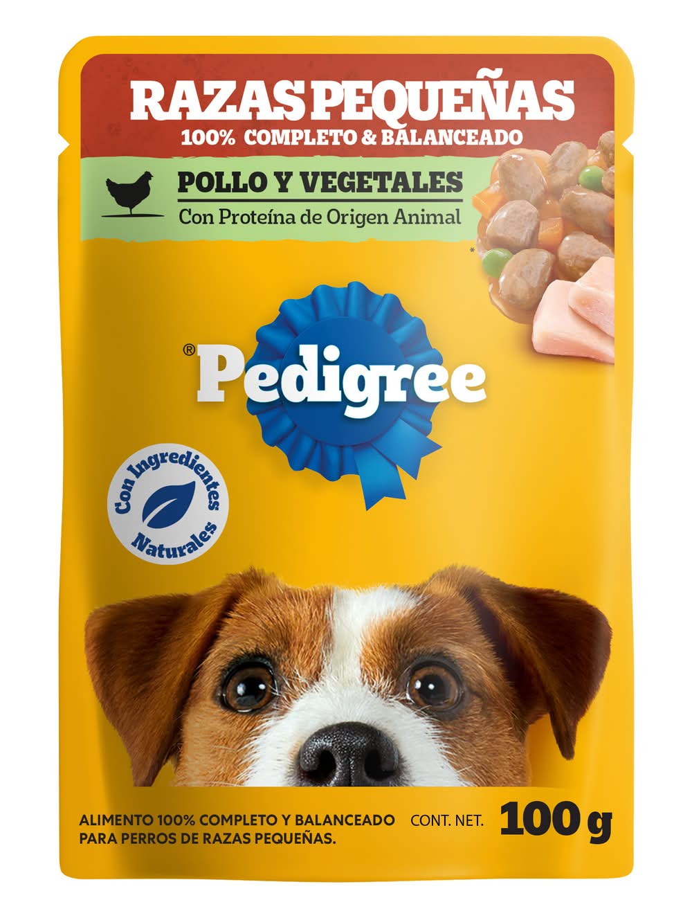 Pedigree · Alimento húmedo para perros, pollo-vegetales, Razas pequeñas (100 g)