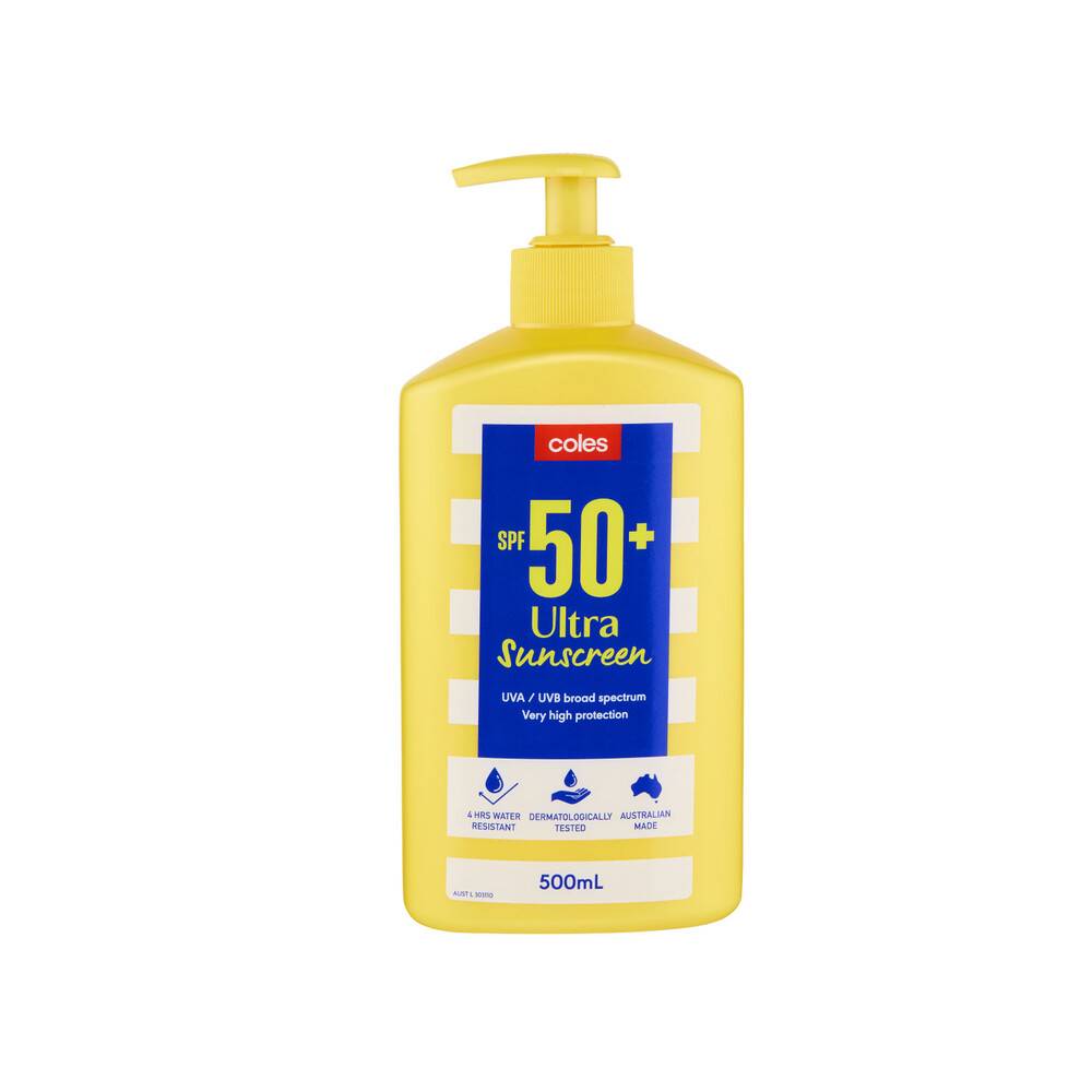 Coles Spf 50+ Sunscreen Ultra Pump 500ml