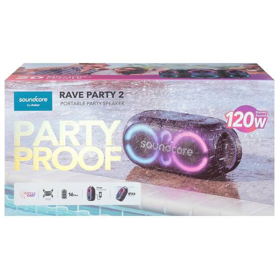 soundcore by Anker- Rave Party 2 Portable Speaker, 120, IPX4, 16