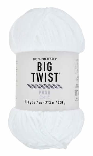 Big Twist Posh Chic Polyester Yarn 233 Yd, White/ Whipped Cream