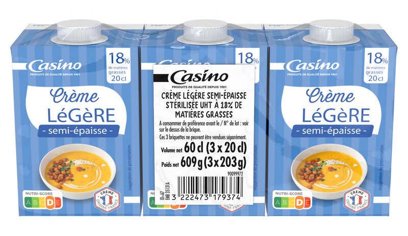 Casino Crème Légère - Semi-épaisse - 3x20cl