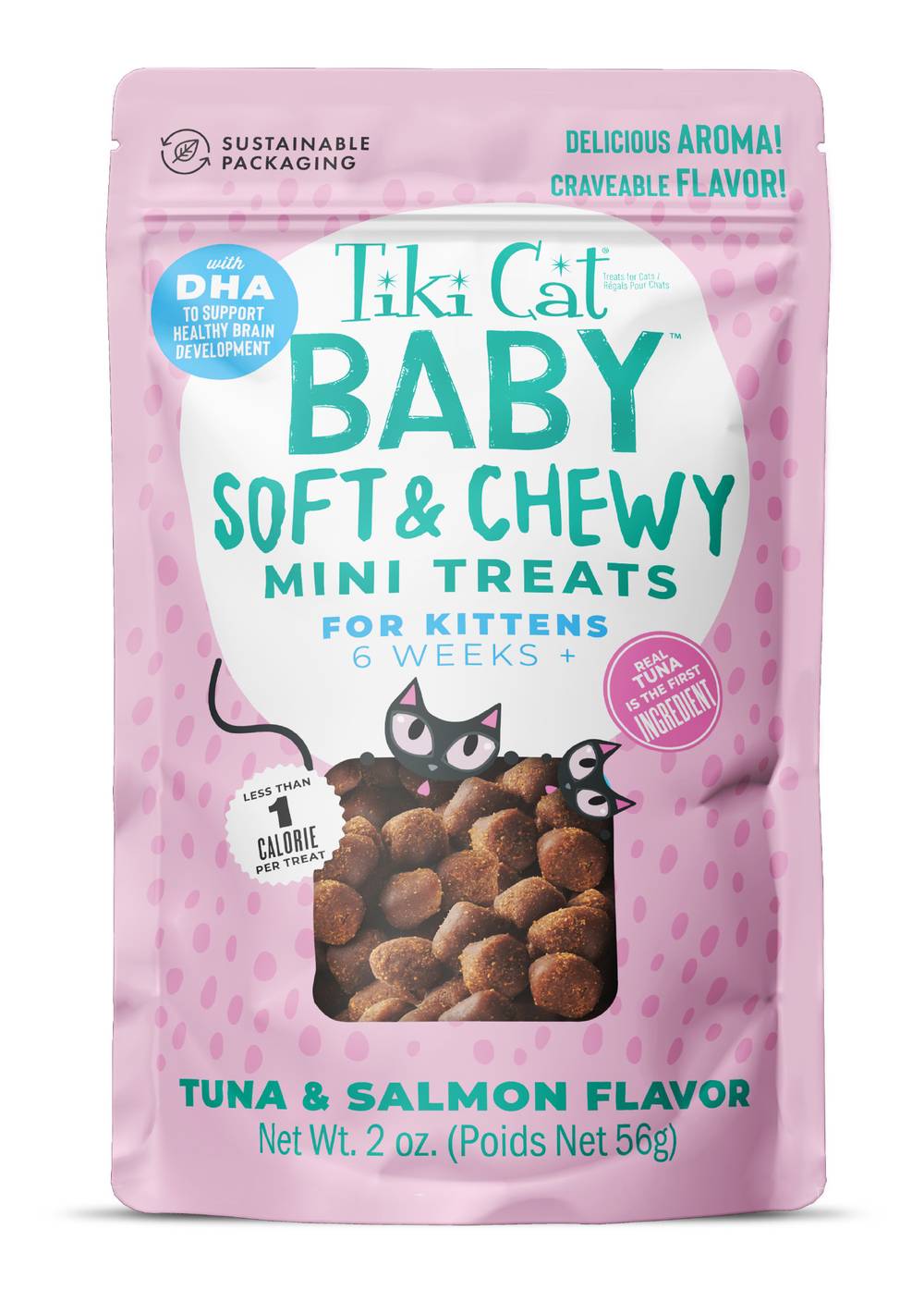 Tiki Cat Baby Soft & Chewy Mini Kitten Treats, Tuna-Salmon (2 oz)