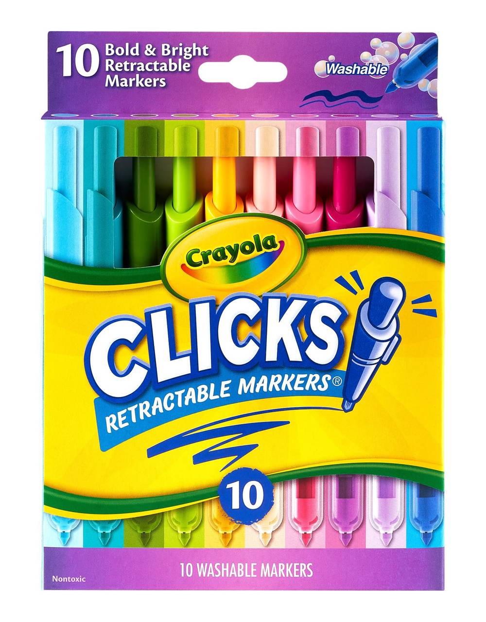 Crayola Clicks Tetractable Markers, Assorted Colors (10 ct)