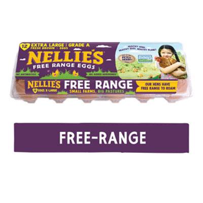 Nellies Eggs Free Range Extra Large Brown - 12 Count