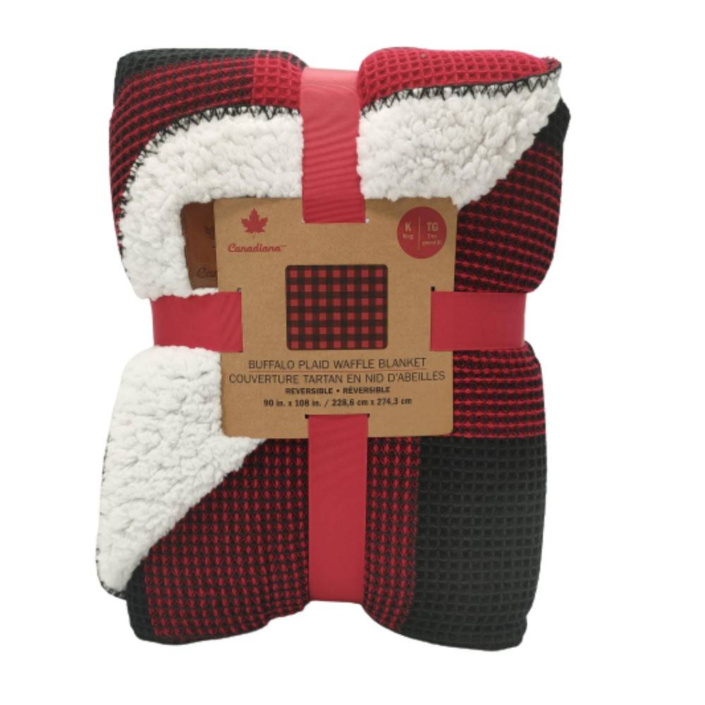 Canadiana Buffalo Plaid Waffle Blanket King Delivery Near Me Order