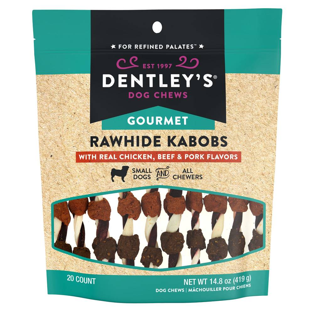 Dentley's Gourmet Rawhide Kabobs Dog Chews (chicken-beef-pork)