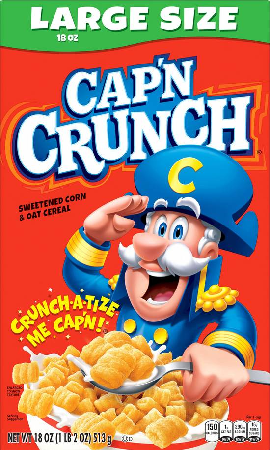 Cap'n Crunch Large Size Sweetened Corn & Oat Cereal