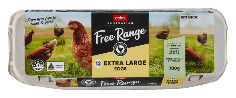 Coles Free Range Eggs (700g, 12 pack)