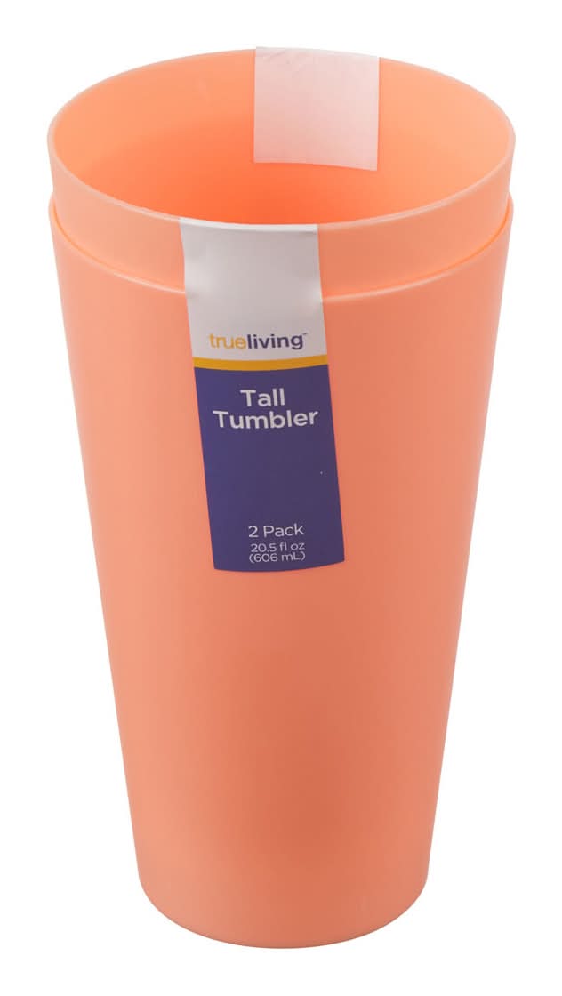 True Living Tall Plastic Tumbler Cups 20.5 Fl Oz 2 Pk 4 Assorted Colors