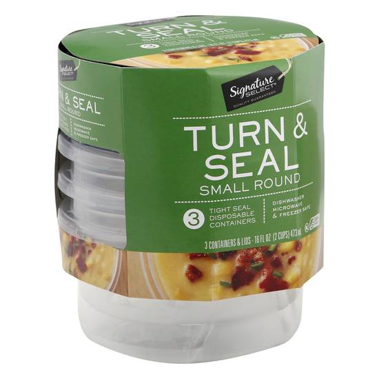 Signature Select Turn & Seal Small Round Containers (3 ct)