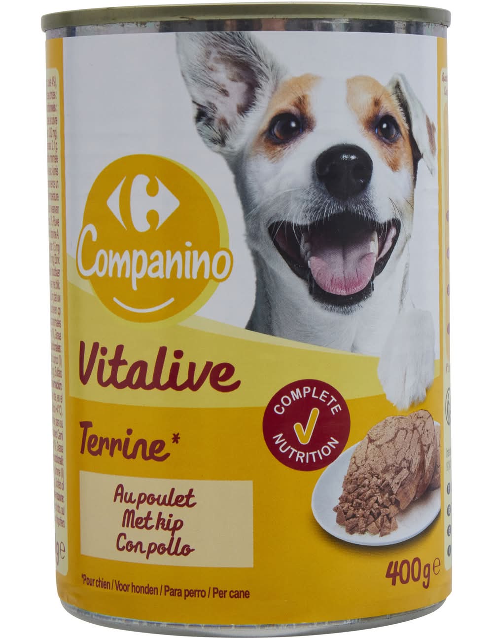 Carrefour Companino - Vitalive pâtée pour chien, poulet, Adulte (400g)