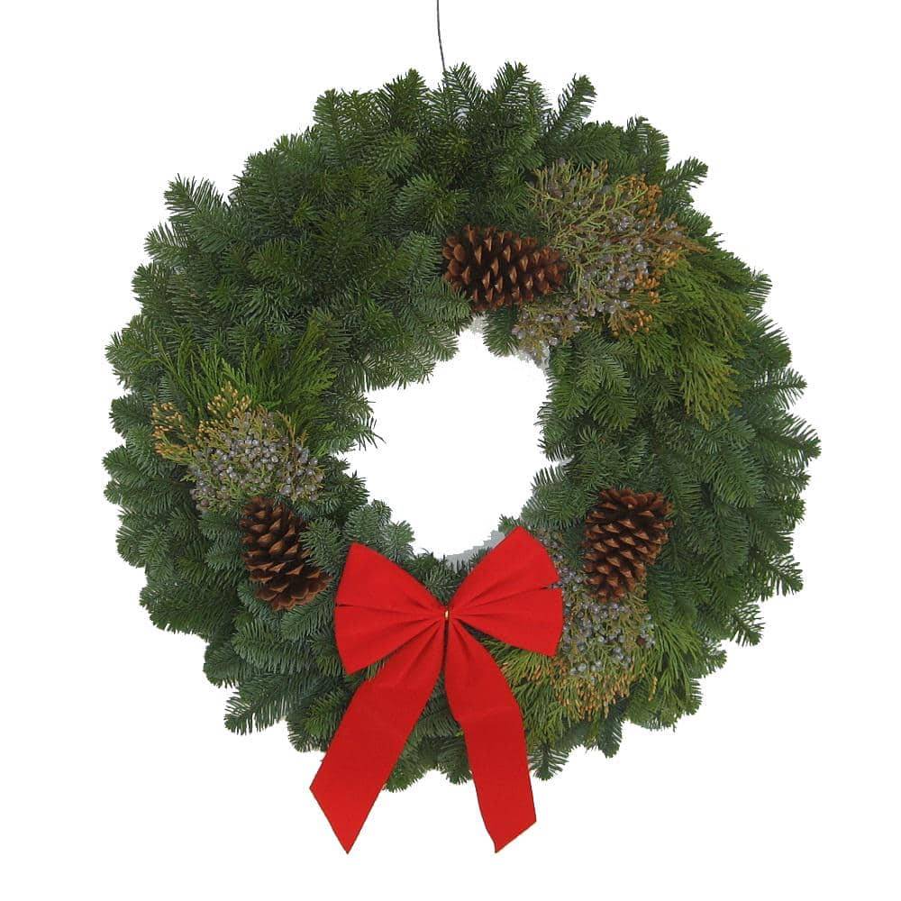 Fresh Cut Mixed Noble Fir Wreath With Bow