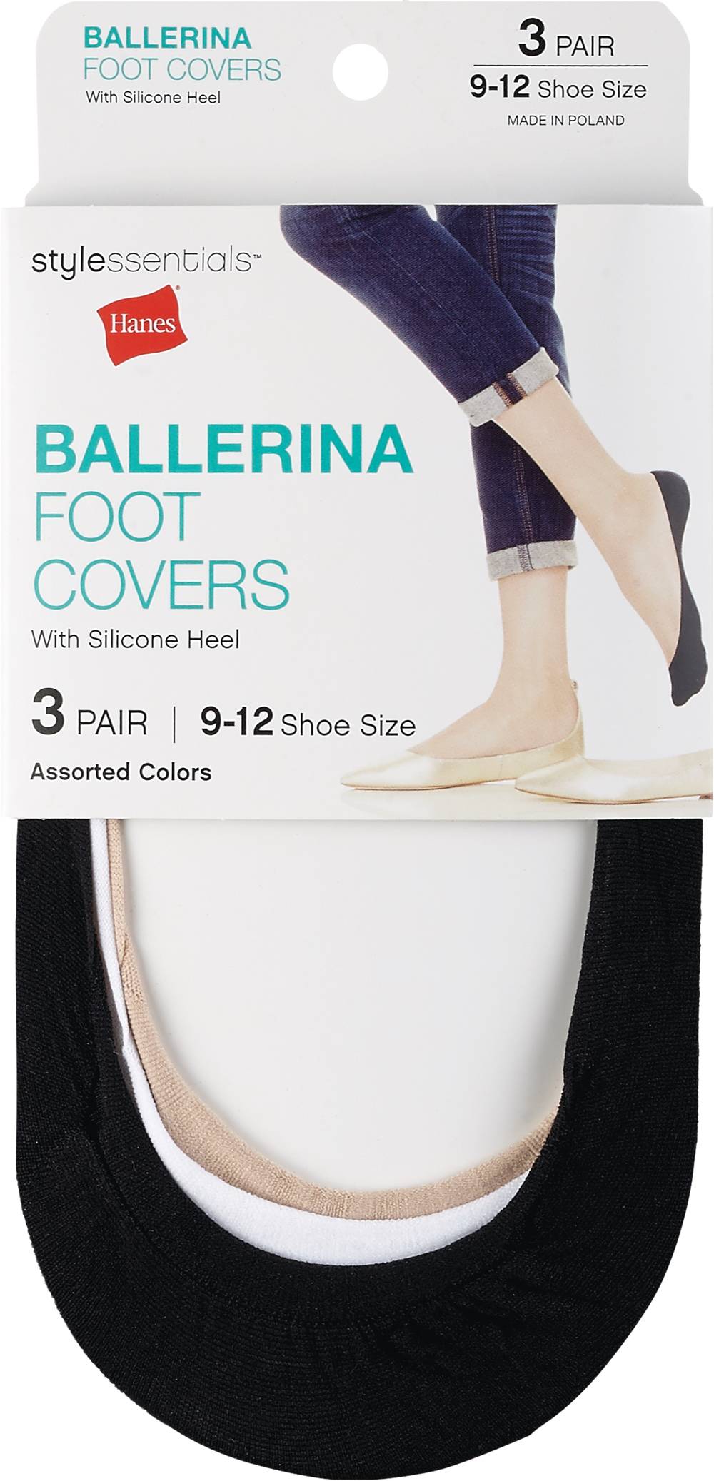 Style Essentials By Hanes Ballerina Foot Covers, Assorted Colors, Sizes 9-12