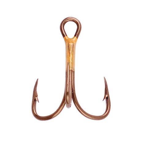 Eagle Claw Q374Ah-4 2X Strong Treble Hook, Regular Shank, Curved Point, Bronze, Size 4, 5 Pk