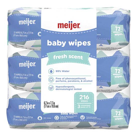 Meijer Baby Wipes Refill, Fresh Scent, 216 Ct