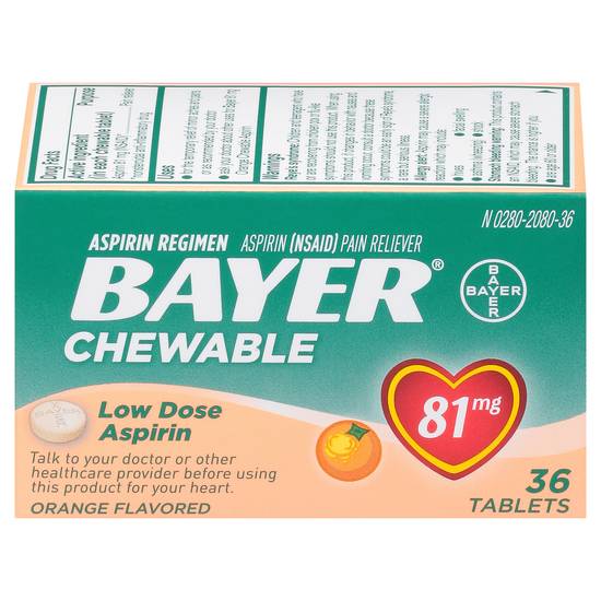 Bayer Chewable Low Dose 81mg Aspirin Tablets (orange)