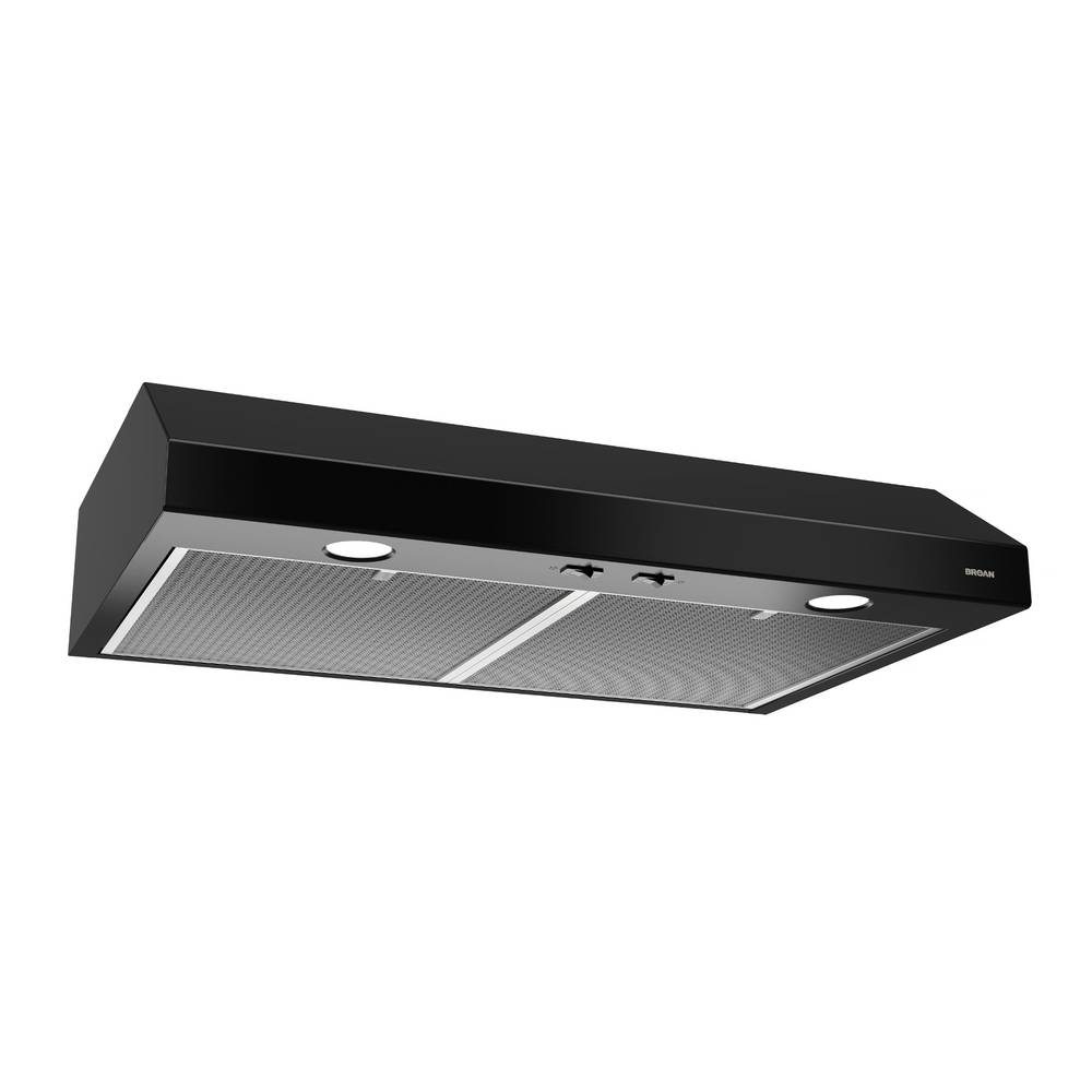 Broan 30-in Convertible 300-CFM Black Under Cabinet Range Hood | BCSD130BL