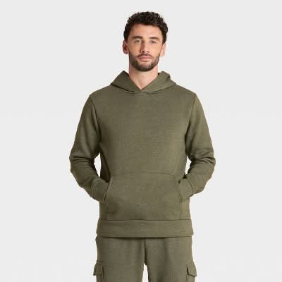 Goodfellow & Co. Every Wear Fleece Hooded Sweatshirt, Men, L, Olive Green