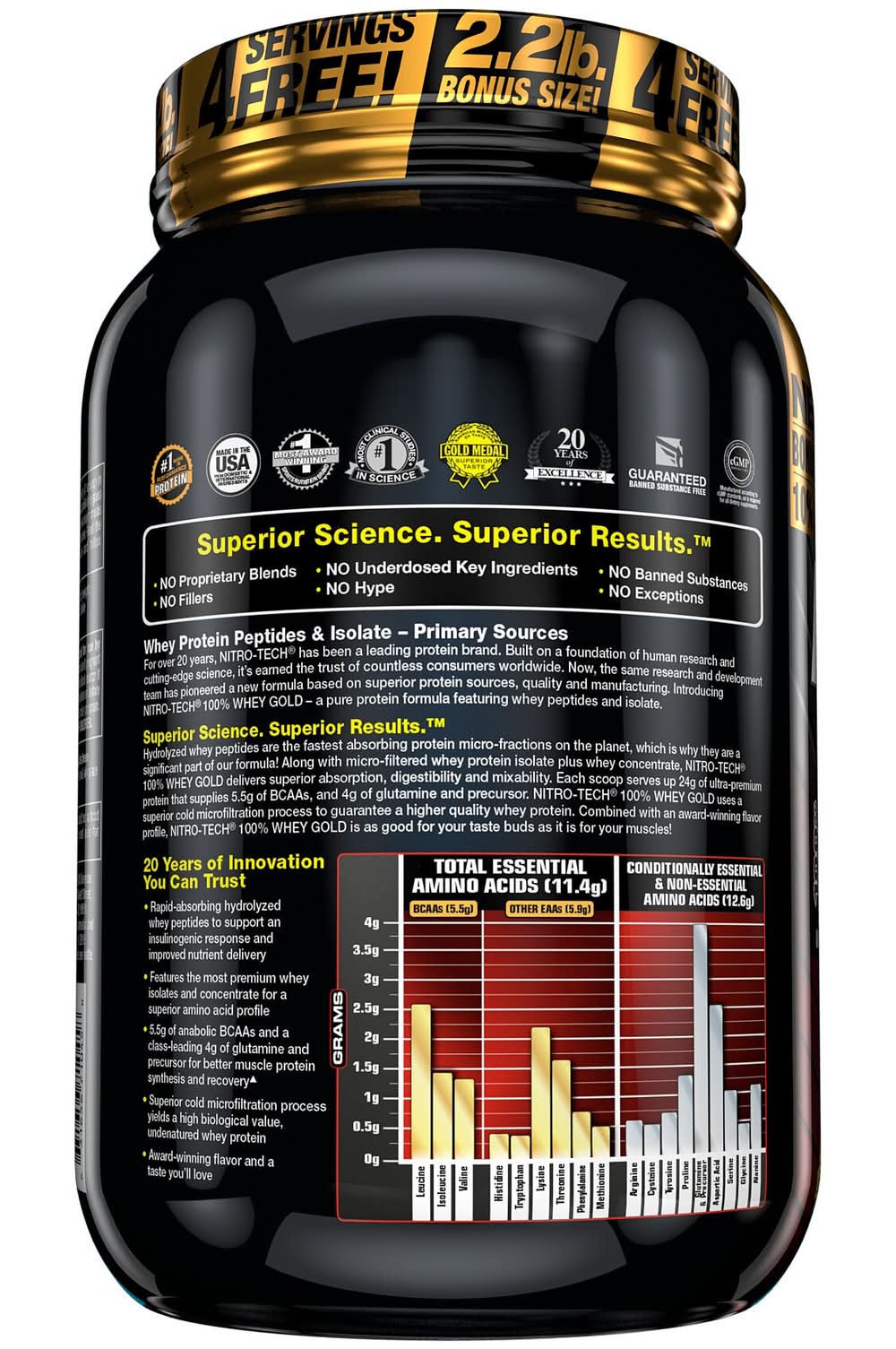 MuscleTech Nitro Tech Whey Gold Protein Powder, Double Rich Chocolate ...