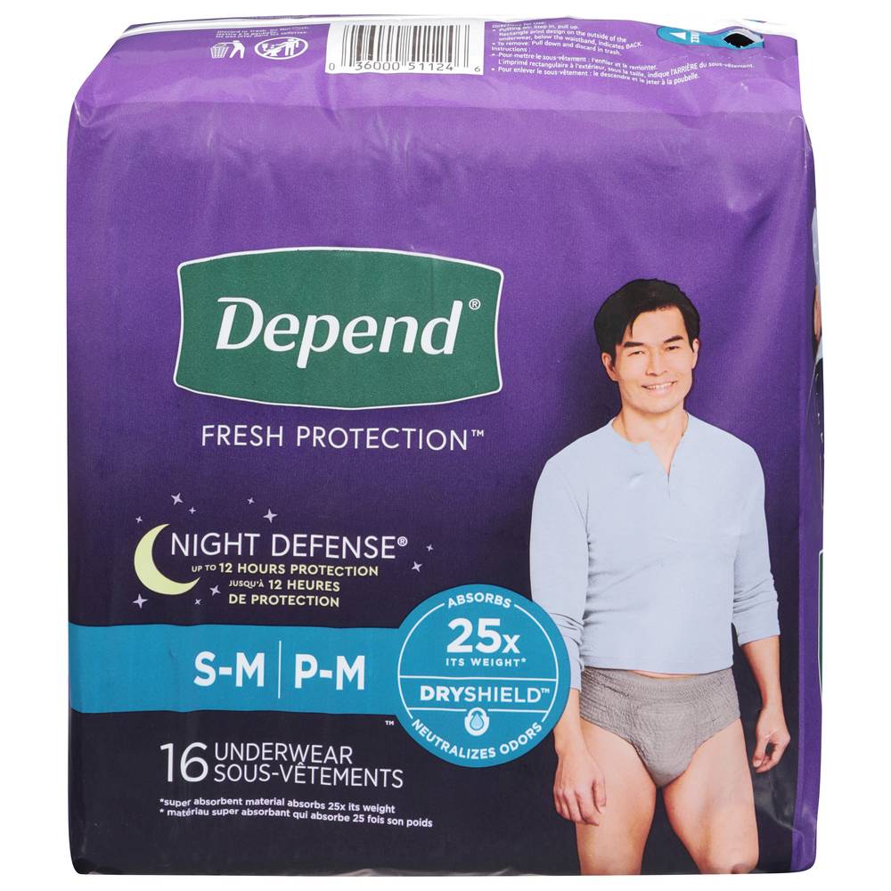 Depend Night Defense Mens For Men Underwear Small