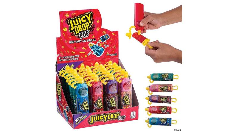 Juicy Drop Sweet Lollipops Candy With Sour Liquid Assorted Flavors