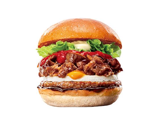 【単品】倍盛り 旨辛とろたま牛すき焼きバーガー Spicy Double Beef Sukiyaki Burger with Toro-Tama