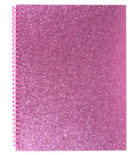 Top Flight Fashion 1-Subject Notebook, 8" x 10", 70 Sheets, Pink Glitter