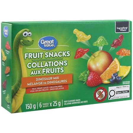 Great Value Dinosaur Mix Fruit Flavoured Snacks