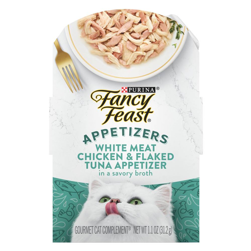 Fancy Feast® Appetizers Adult Cat Wet Food - 1.42 oz., Grain Free, No Animal By-Products (Flavor: Chicken & Tuna, Size: 1.1 Oz)