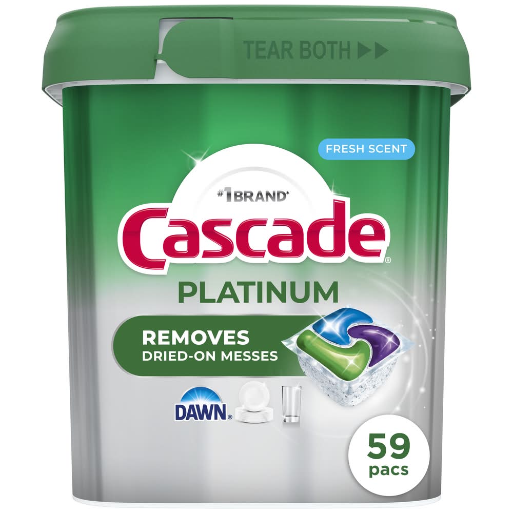 Cascade Platinum Dishwasher Detergent Action Pacs, Fresh Scent (31.8 oz, 59 ct)
