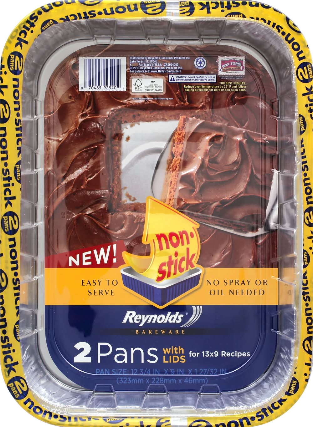 Reynolds Kitchens Cake Pans With Lids, 12 3/4 x9x1 27/32 in (2 ct)