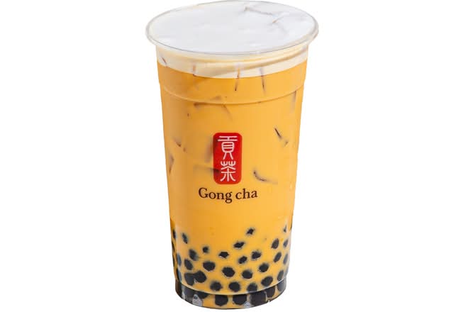 Pumpkin Spice Milk Tea w/ Milk Foam and Pearls