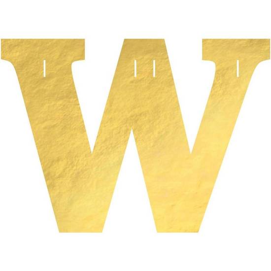 Metallic Gold Letter (W) Cardstock Cutout, 6.25in x 4.5in - Create Your Own Banner