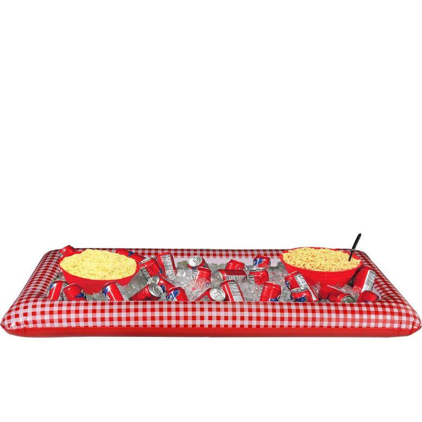Party City Picnic Party Gingham Inflatable Buffet Cooler (red)