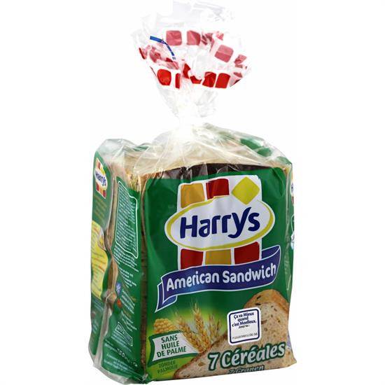 Pain de mie american sandwich 7 céréales grandes tranches  HARRYS - le sachet de 14 tranches - 550 g