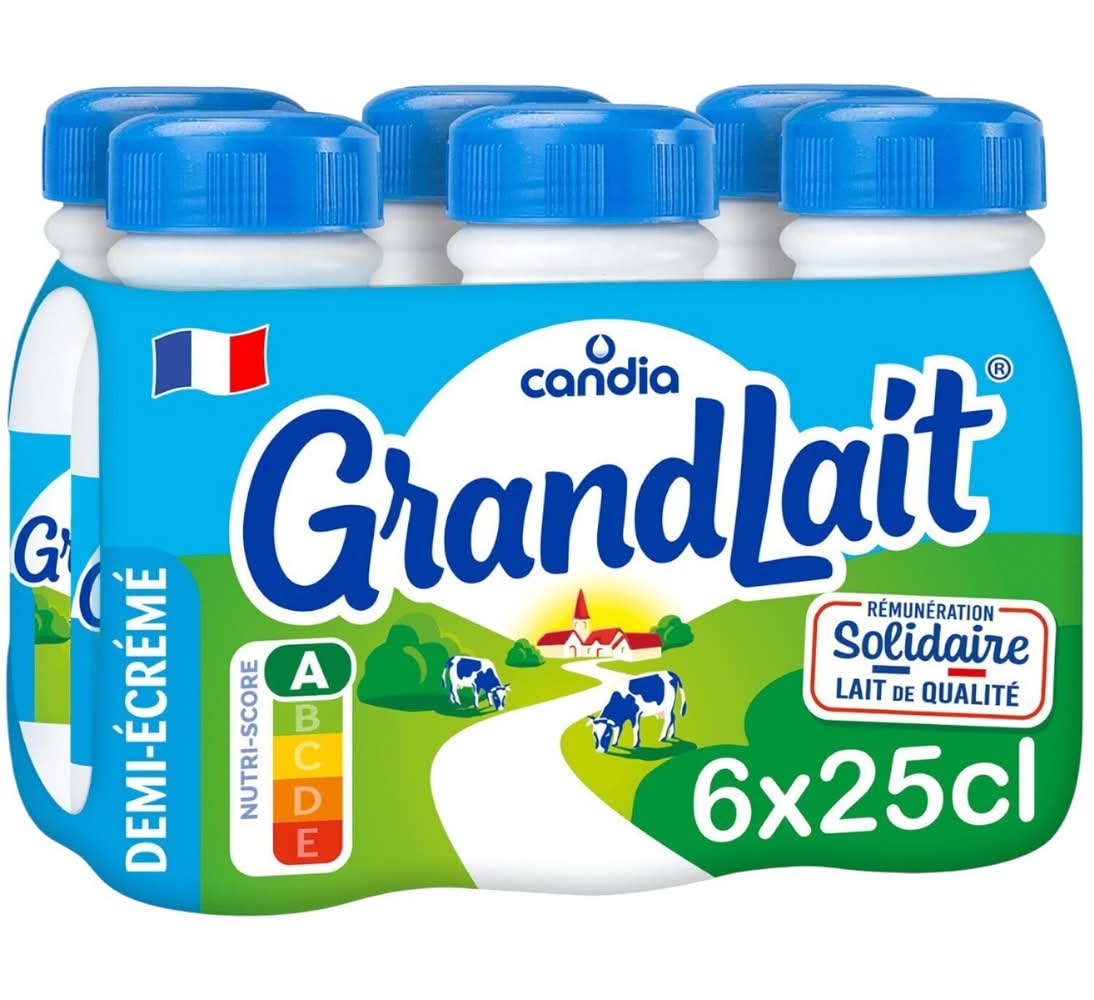 GrandLait - Lait demi écrémé uht (6 x 250ml)