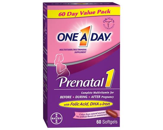 One A Day · Women's Prenatal 1 Multivitamin with DHA & Folic Acid (60 softgels)