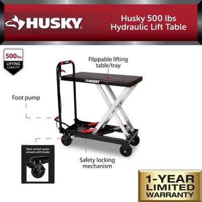 Husky Hydraulic Lift Table 500 lb Delivery Near Me | Order Online
